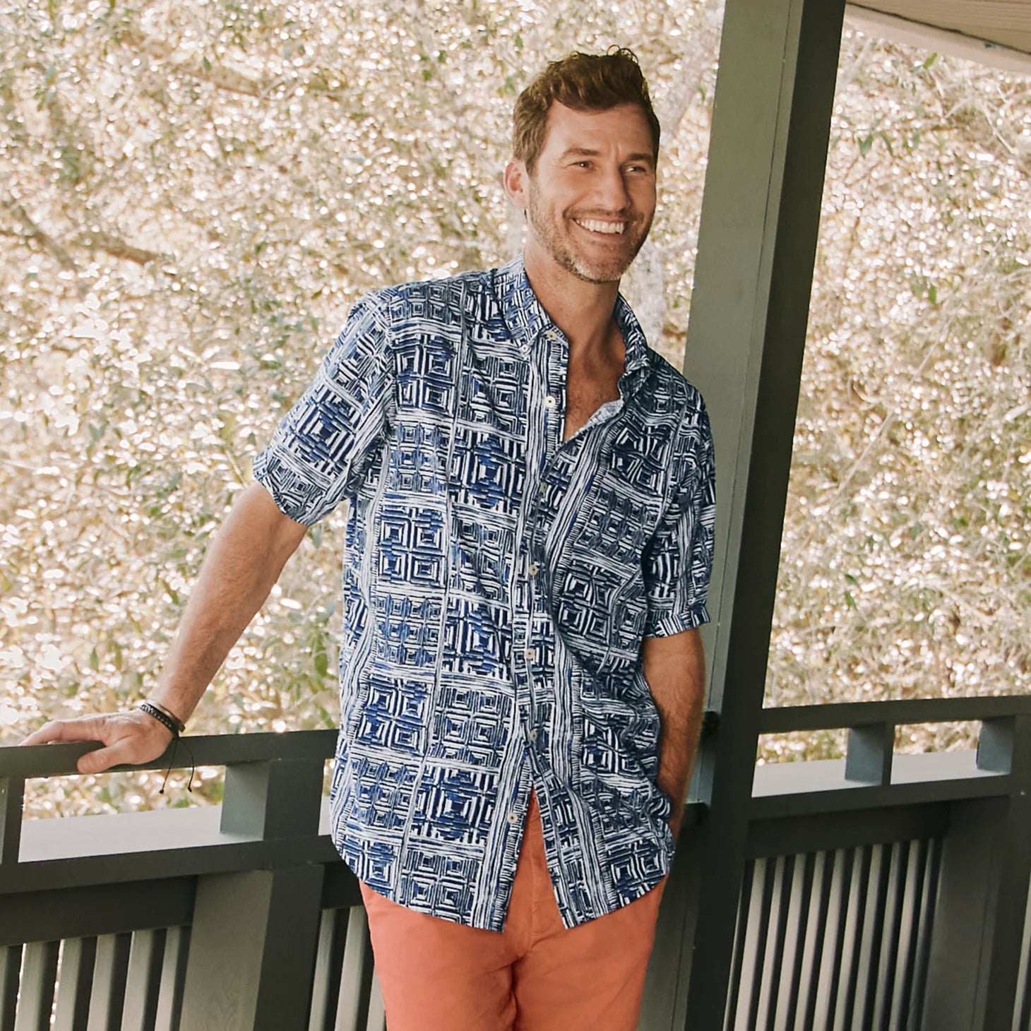 Orvis Men's Heritage Poplin Printed Short-Sleeve Shirt