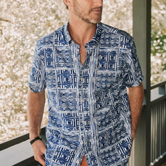 Orvis Men's Heritage Poplin Printed Short-Sleeve Shirt
