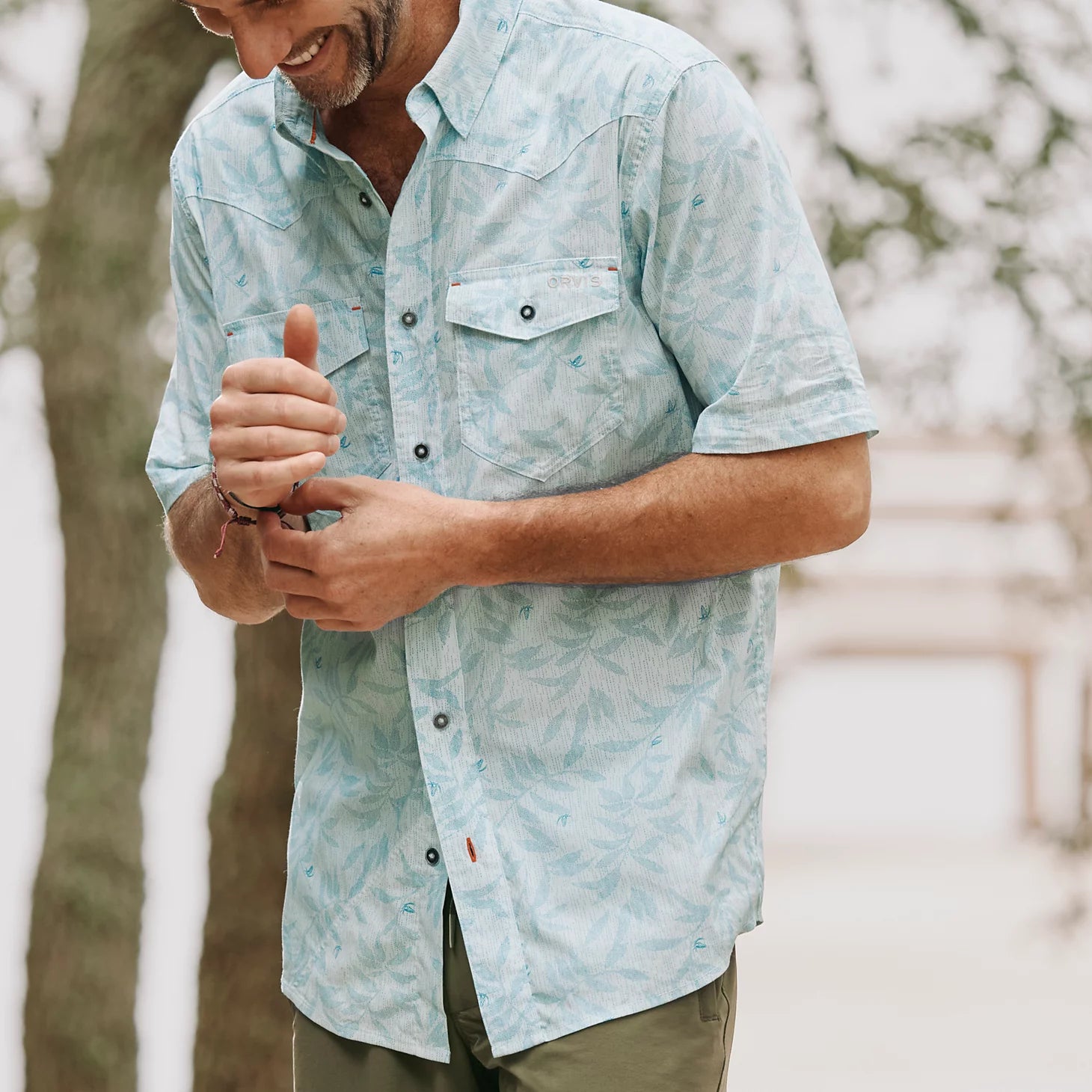 Orvis Men's River Guide Printed Short-Sleeve Western Shirt 2.0
