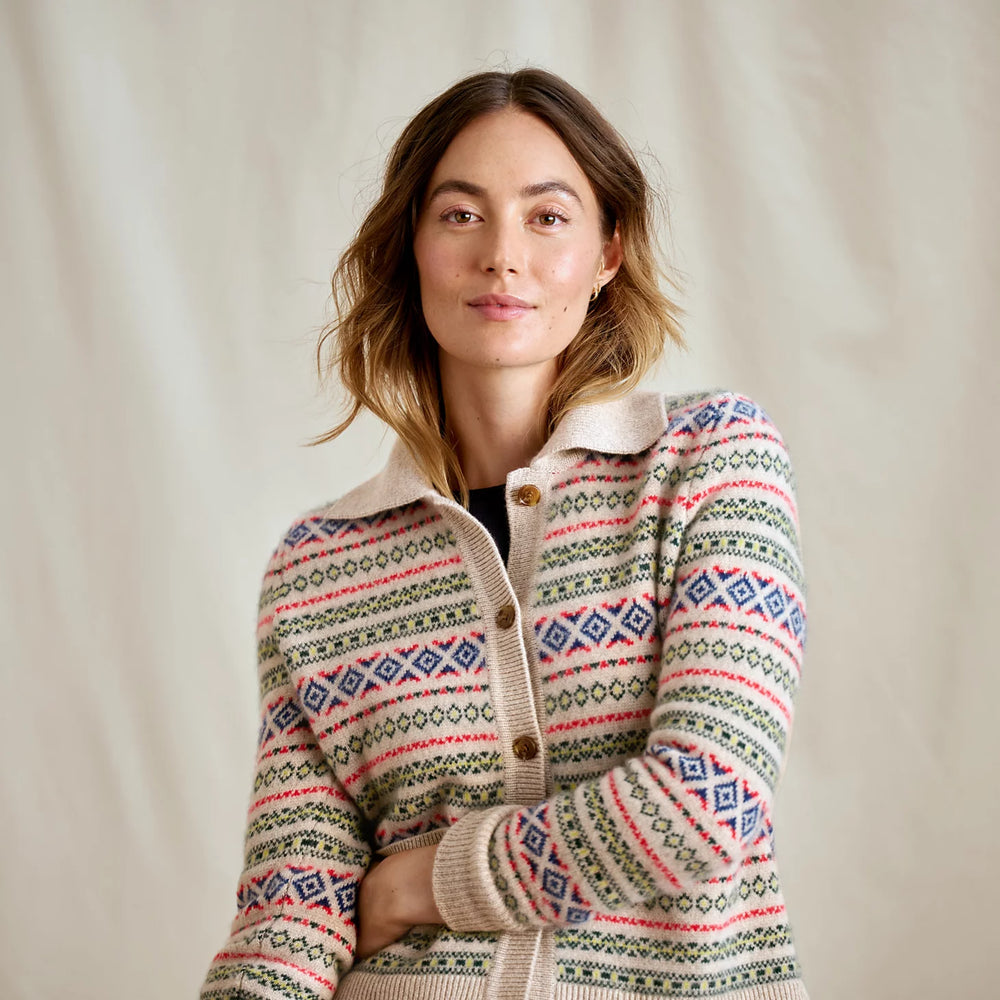 Orvis Fair Isle Patterned Brushed Cashmere Cardigan