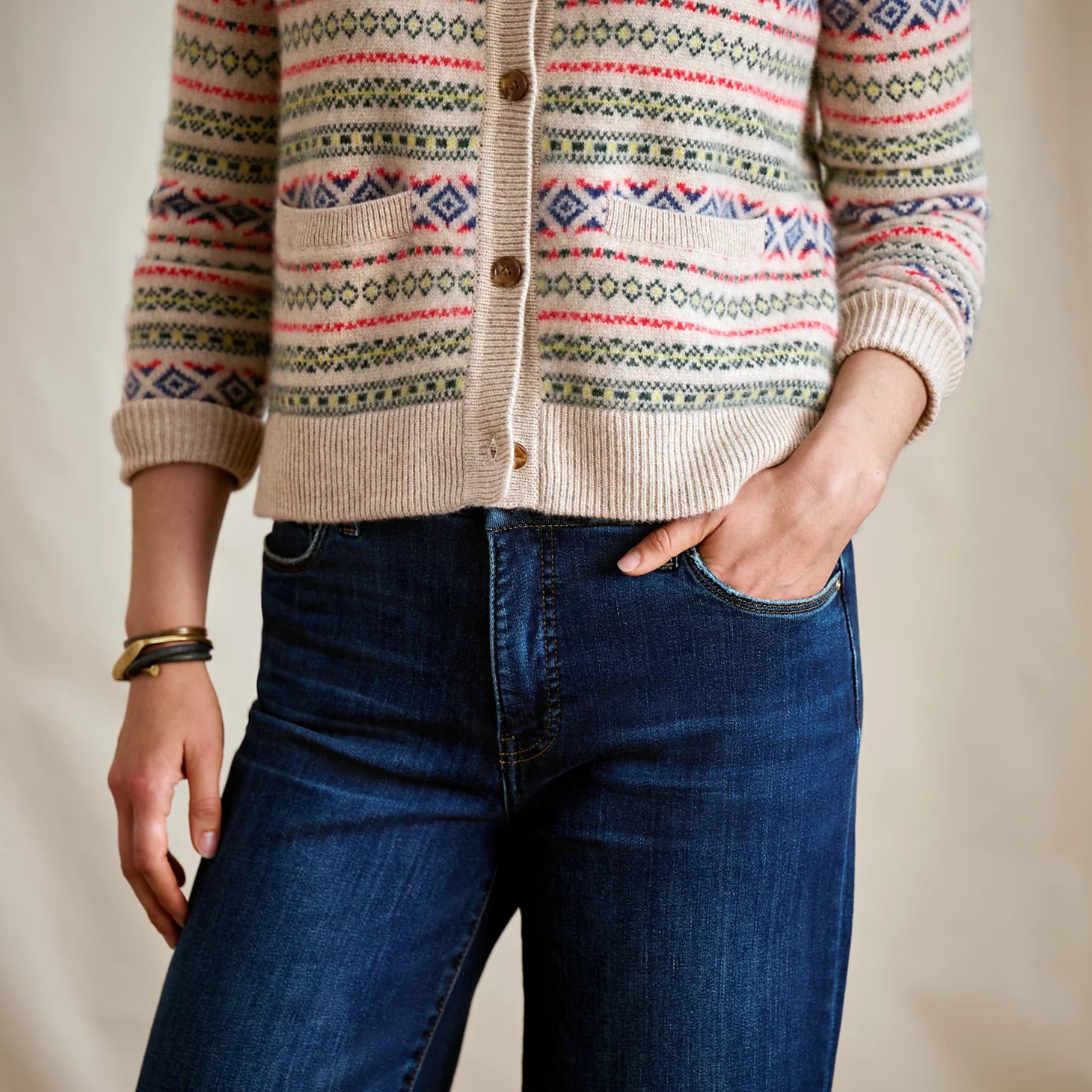 Orvis Fair Isle Patterned Brushed Cashmere Cardigan