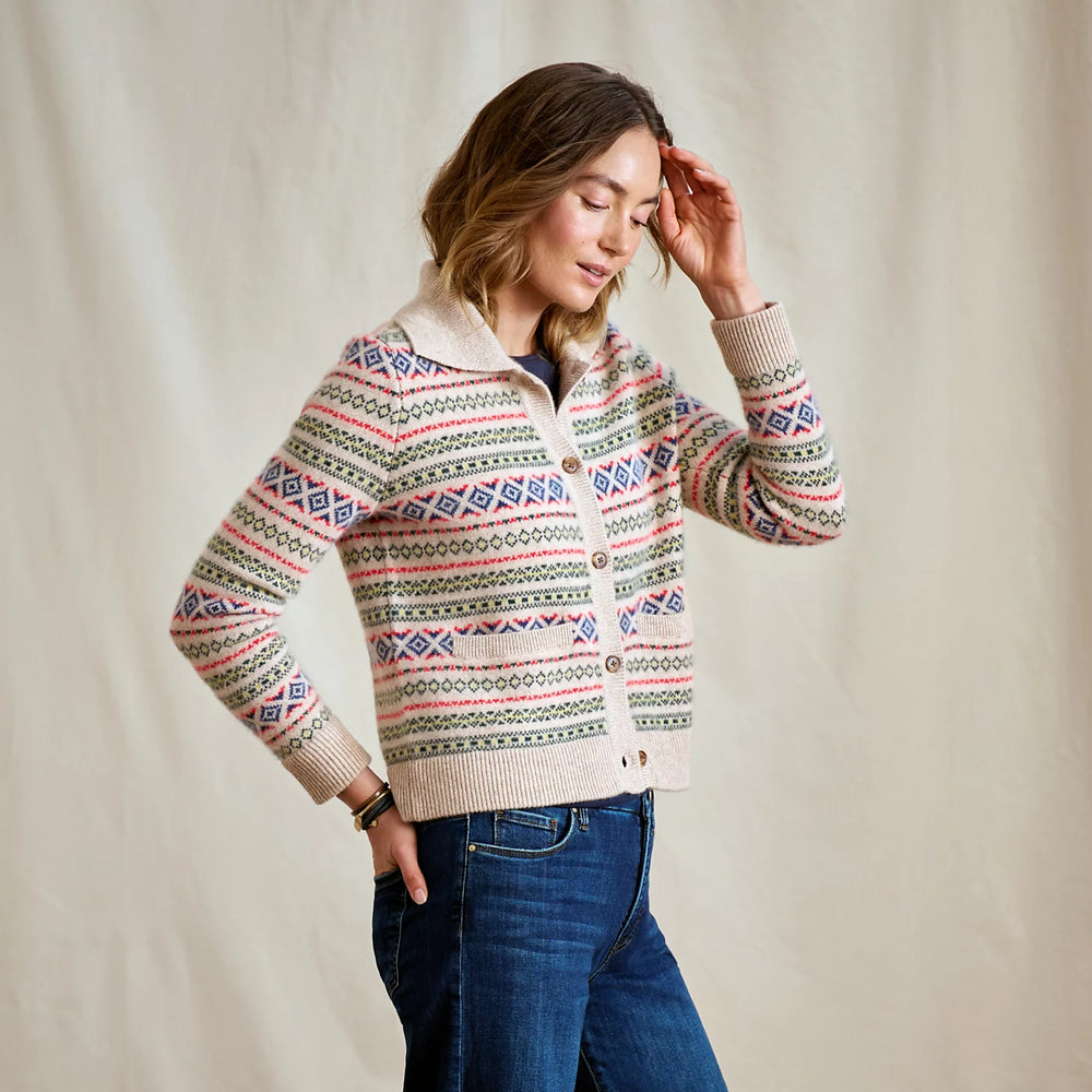 Orvis Fair Isle Patterned Brushed Cashmere Cardigan
